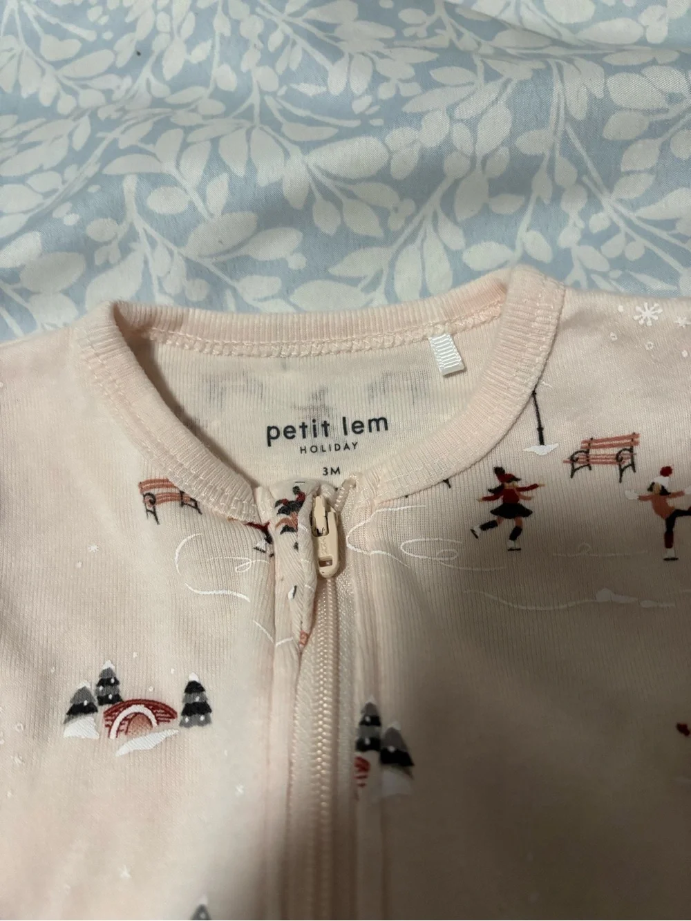 Petit Lem Holiday Ski Print Footed One-Piece